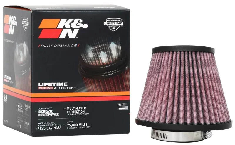 K&N Universal Clamp-On Air Filter 2-3/8in. FLG / 5-3/16in. B / 3-1/2in. T X 4-11/32in. H - Installation View