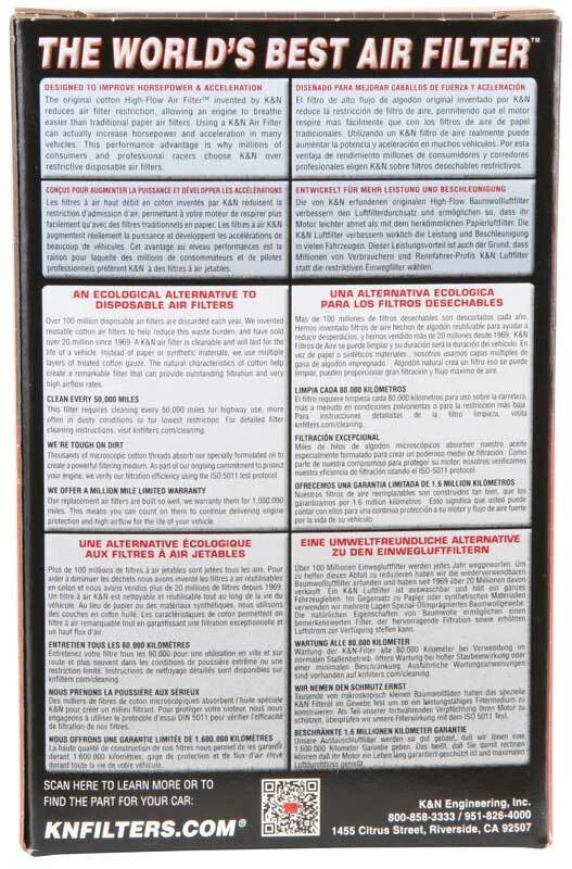 K&N Universal Clamp-On Air Filter (2-7/16in FLG - 4-1/2x3-3/4in B - 3x2in T - 4in H) - Additional View 7