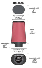 Load image into Gallery viewer, K&amp;N Universal Clamp-On Air Filter 2-7/16in Flange 4-1/2x3-3/4in Base 3x2in Top 6in Height - Main Product View