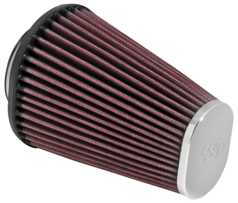 K&N Universal Clamp-On Air Filter 2-7/16in Flange 4-1/2x3-3/4in Base 3x2in Top 6in Height - Side View