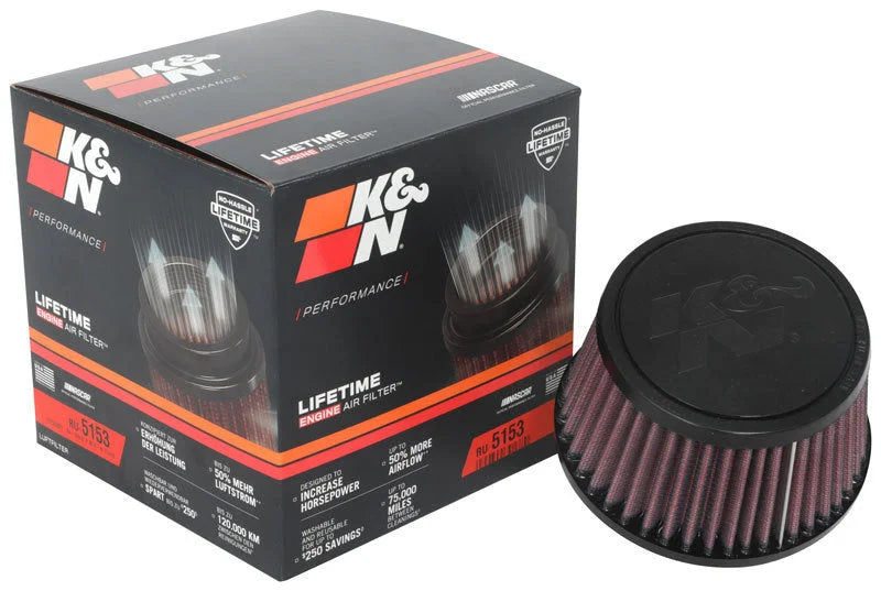 K&N Universal Clamp-On Air Filter 3-15/16in FLG / 5-1/2in B / 4-1/2in T / 3-1/4in H - Back View