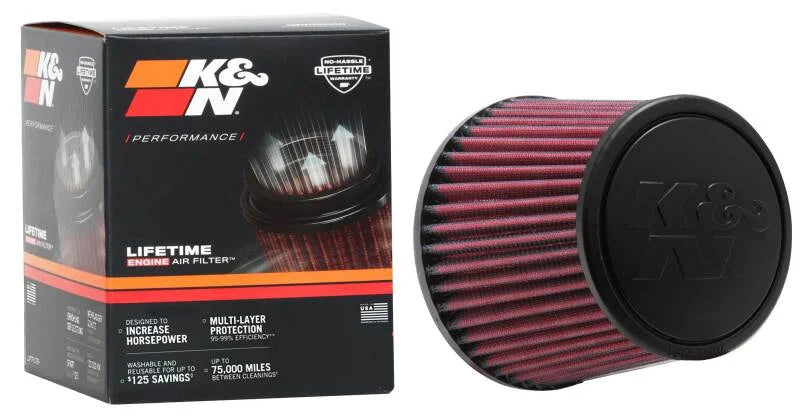 K&N Universal Clamp-On Air Filter 3-15/16in FLG / 5-1/2in B / 4-1/2in T / 4-7/16in H - Back View