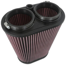 Load image into Gallery viewer, K&amp;N Universal Clamp-On Air Filter 3-1/8in Dual FLG  8-7/8in X 5-3/16 B 6-1/4in X 4IN T, 9inH W/STUD - Side View