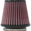 Load image into Gallery viewer, K&amp;N Universal Clamp-On Air Filter 3-1/8in FLG / 4-15/16in B / 3-1/2in T / 4-3/8in H - Installation View