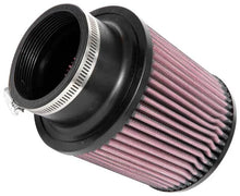 Load image into Gallery viewer, K&amp;N Universal Clamp-On Air Filter 3in FLG / 5in B / 4-1/2in T / 5in H - Side View