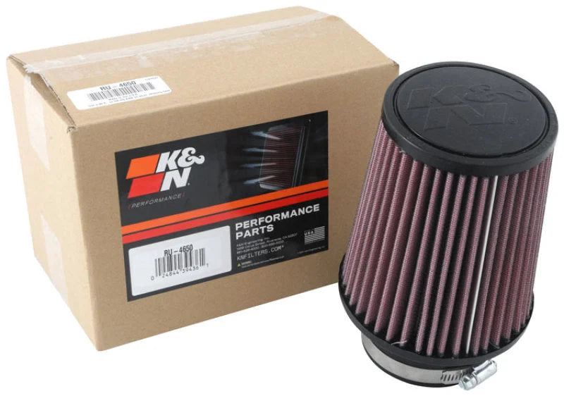 K&N Universal Clamp-On Air Filter 3in FLG 5in B 4in T 6in H - Installation View