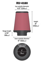 Load image into Gallery viewer, K&amp;N Universal Clamp-On Air Filter 3in FLG / 6in B / 4-1/2in T / 6in H - Additional View 8