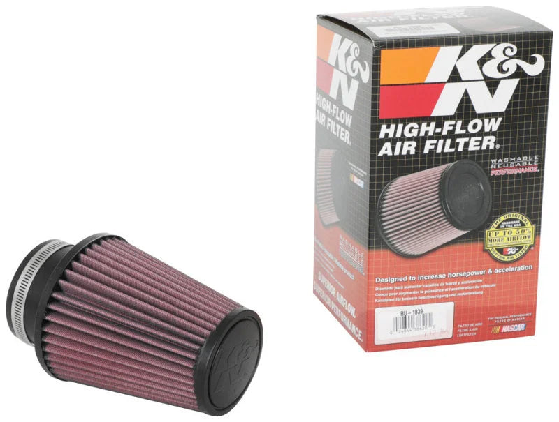 K&N Universal Clamp-On Air Filter 3in Flange ID x 5in Base OD x 3.5in Top OD x 6in Height - Detail View