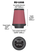 Load image into Gallery viewer, K&amp;N Universal Clamp-On Air Filter 4-1/2in FLG / 5-7/8in B / 4-1/2in T / 8-3/8in H - Additional View 7