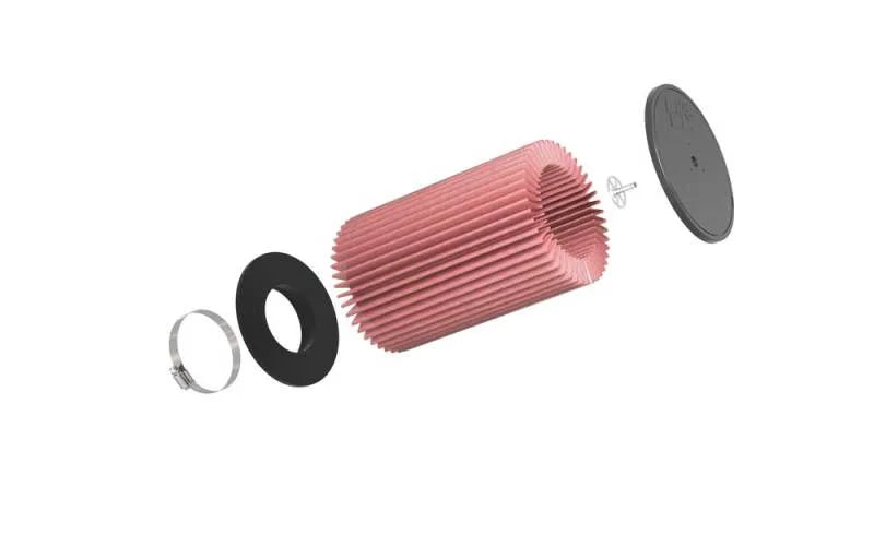 K&N Universal Clamp-On Air Filter 4-1/8in FLG 7-3/8in B 7in T W/STUD 11-1/2in H - Back View