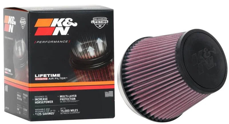 K&N Universal Clamp-On Air Filter 6in FLG / 7-1/2in B / 5in T / 6in H - Installation View