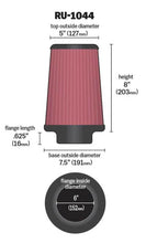 Load image into Gallery viewer, K&amp;N Universal Clamp-On Air Filter 6in FLG / 7-1/2in B / 5in T / 8in H - Detail View