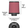 Load image into Gallery viewer, K&amp;N Universal Clamp-On Air Filter inch FLG 4.5inch Base 4 inch Top 4-1/2in FLG 8in Base - Side View