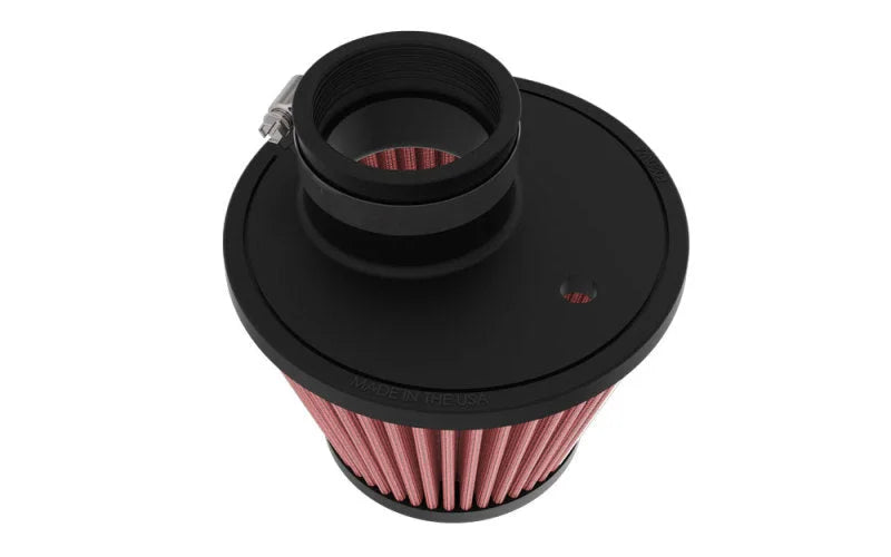 K&N Universal Clamp-on Air Filter 2in Flange ID 5-3/16in Base 3-1/2in Top 3-11/16in Height w/ Vent - Side View