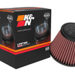 Load image into Gallery viewer, K&amp;N Universal Clamp-on Air Filter 2in Flange ID 5-3/16in Base 3-1/2in Top 3-11/16in Height w/ Vent - Installation View