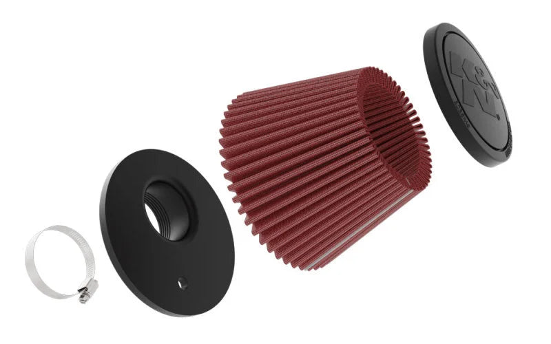 K&N Universal Clamp-on Air Filter 2in Flange ID 5-3/16in Base 3-1/2in Top 3-11/16in Height w/ Vent - Additional View 5