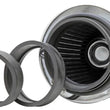 Load image into Gallery viewer, K&amp;N Universal Filter Chrome Round Tapered White - 4in Flange ID x 1.125in Flange Length x 5.5in H - Back View