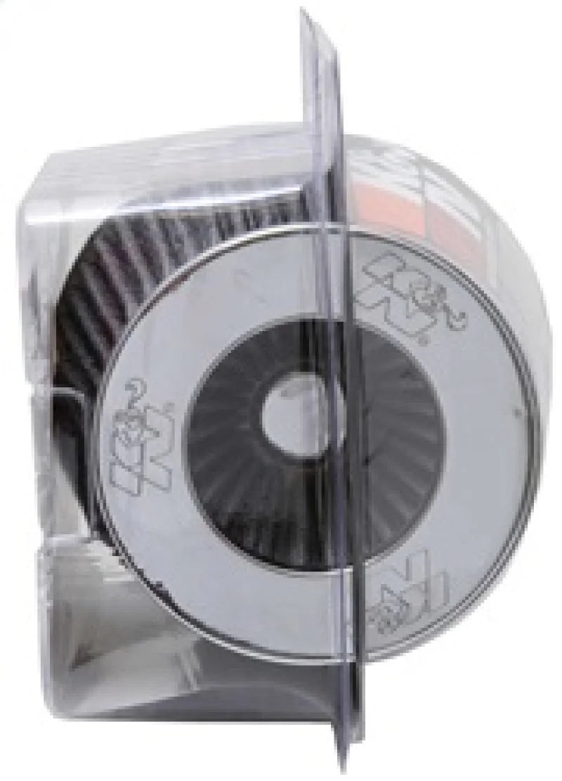 K&N Universal Filter Chrome Round Tapered White - 4in Flange ID x 1.125in Flange Length x 5.5in H - Installation View