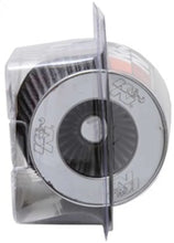 Load image into Gallery viewer, K&amp;N Universal Filter Chrome Round Tapered White - 4in Flange ID x 1.125in Flange Length x 5.5in H - Installation View