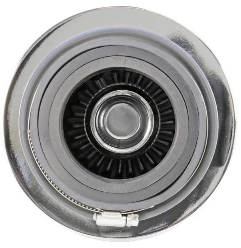 K&N Universal Filter Chrome Round Tapered White - 4in Flange ID x 1.125in Flange Length x 5.5in H - Additional View 7
