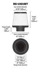 Load image into Gallery viewer, K&amp;N Universal Filter Chrome Round Tapered White - 4in Flange ID x 1.125in Flange Length x 5.5in H - Additional View 8