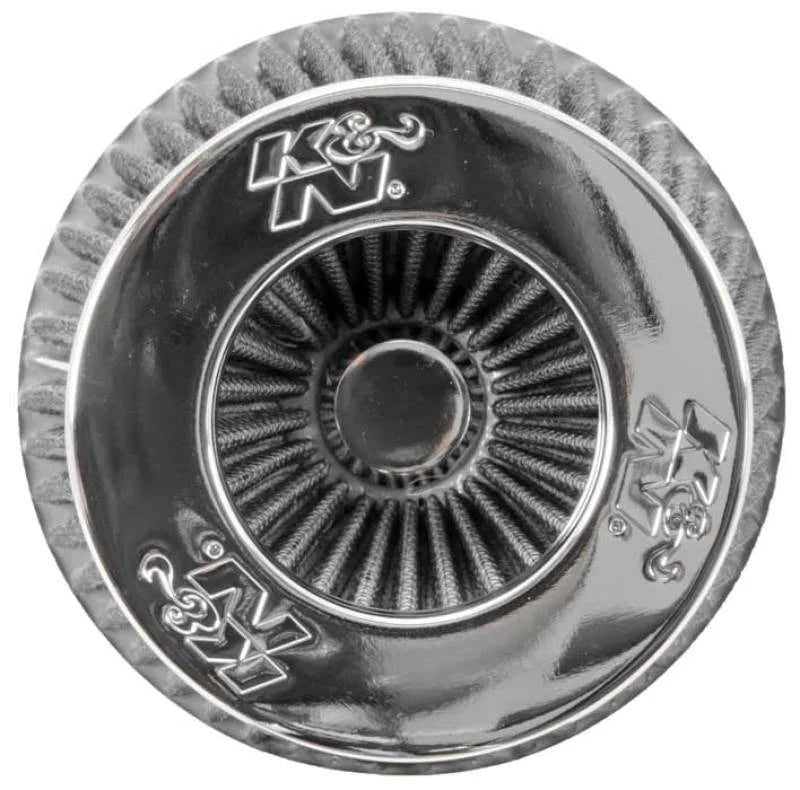 K&N Universal Filter Chrome Round Tapered White - 4in Flange ID x 1.125in Flange Length x 5.5in H - Additional View 9
