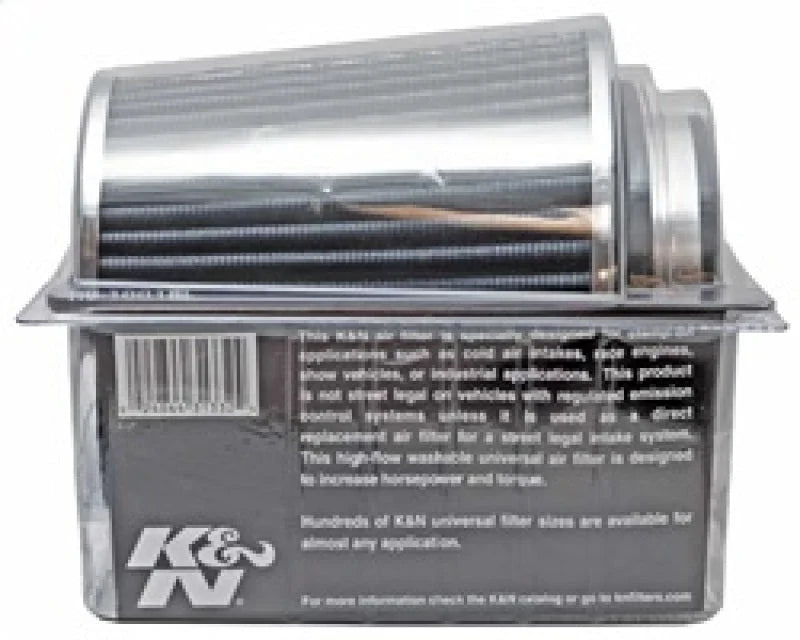 K&N Universal Filter Chrome Round Tapered White - 4in Flange ID x 1.125in Flange Length x 5.5in H - Additional View 10