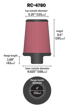 Load image into Gallery viewer, K&amp;N Universal Filter Round Tapered 4in FlangeID / 6.625in Base OD / 5.25in Top OD / 9.5in Height - Back View