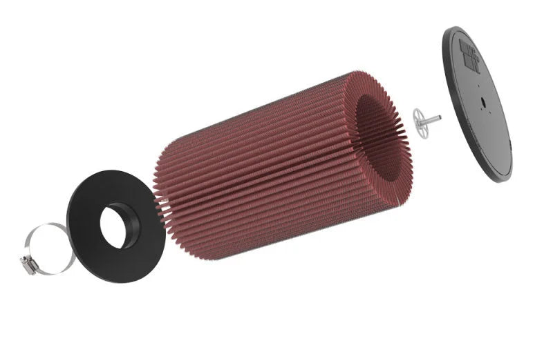 K&N Universal Round Clamp-On Air Filter 3-1/2in FLG  8in B, 7in T W/STUD, 12-1/2in H - Back View