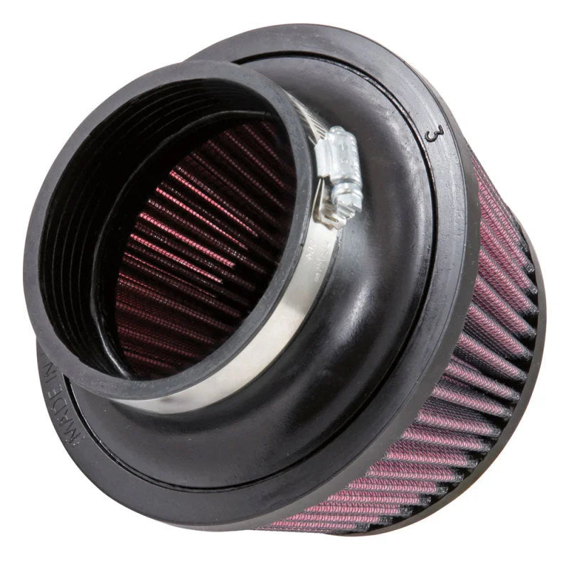 K&N Universal Round Clamp-On Air Filter 3in Flange ID x 6in Base OD x 4.625in Top OD x 3in Height - Side View