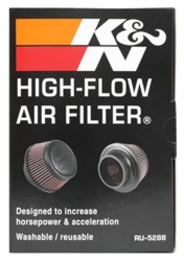 K&N Universal Round Clamp-On Air Filter 3in Flange ID x 6in Base OD x 4.625in Top OD x 3in Height - Installation View
