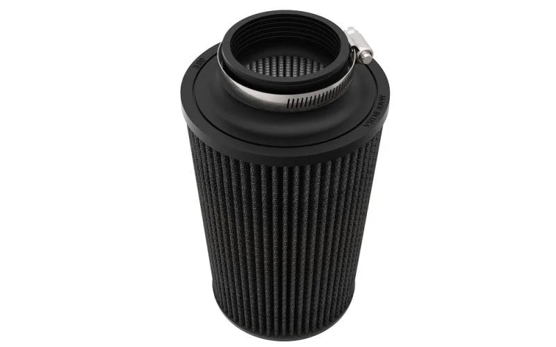 K&N Universal Round Clamp-On Air Filter 3in ID 9in Height 6in Base OD 5.25 Top OD - Side View