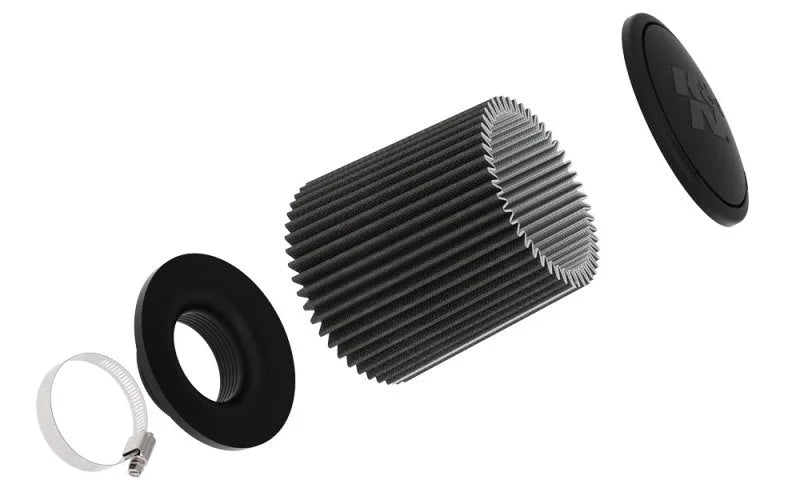 K&N Universal Round Clamp-On Air Filter 3in ID 9in Height 6in Base OD 5.25 Top OD - Back View