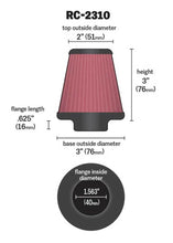 Load image into Gallery viewer, K&amp;N Universal Round Tapered Chrome Filter 1.563in Flange ID x 3in Base OD x 2in Top OD x 3in H - Side View