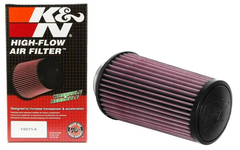K&N Universal Round Tapered Filter 3 inch FLG / 5 inch Bottom / 4 inch Top / 7 7/8 inch Height - Back View