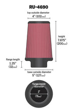 Load image into Gallery viewer, K&amp;N Universal Round Tapered Filter 3 inch FLG / 5 inch Bottom / 4 inch Top / 7 7/8 inch Height - Additional View 10