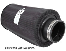 Load image into Gallery viewer, K&amp;N Universal Round Tapered Filter Wrap - Black - 6in Base ID x 4.625in Top ID x 9in Height - Back View