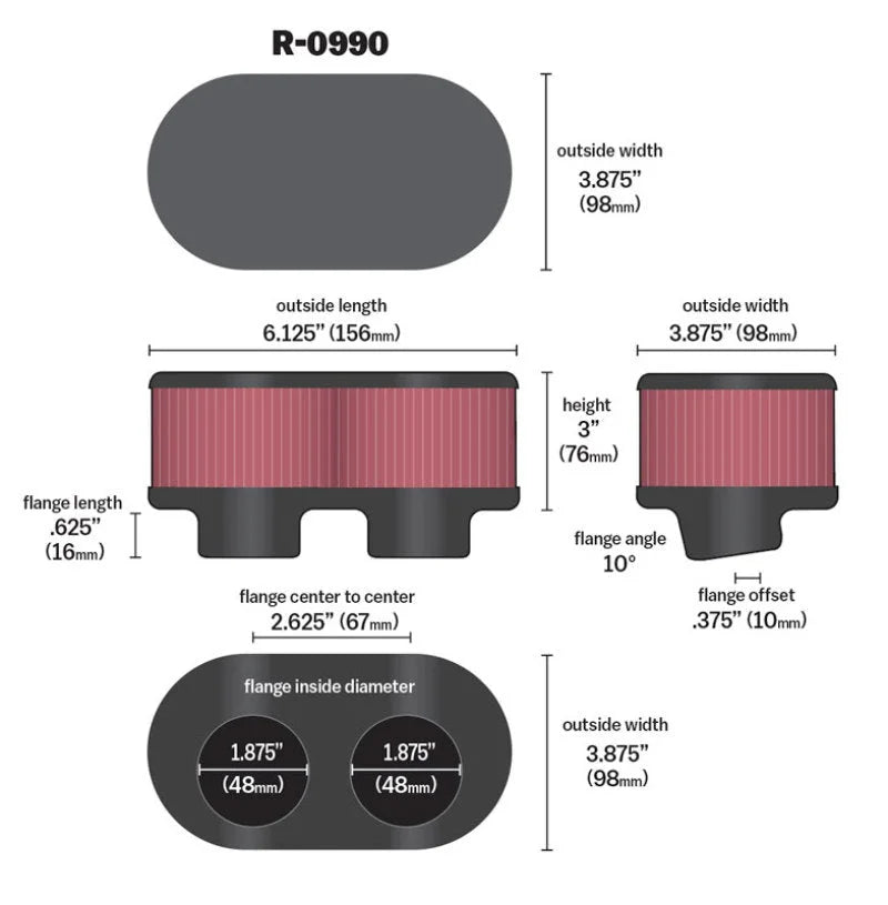 K&N Universal Rubber Filter - Main Product View