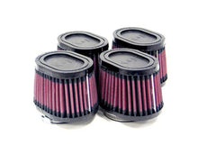 Load image into Gallery viewer, K&amp;N Universal Rubber Filter 2.125in Flange ID/3in x 4in Tapered Oval/2.75in Height (4 Filters) - Main Product View