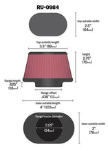 Load image into Gallery viewer, K&amp;N Universal Rubber Filter 2.125in Flange ID/3in x 4in Tapered Oval/2.75in Height (4 Filters) - Side View