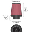 Load image into Gallery viewer, K&amp;N Universal Rubber Filter 3 1/2inch ID FLG / 6inch Base / 4-5/8inch Top / 6inch Height - Back View