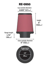 Load image into Gallery viewer, K&amp;N Universal Rubber Filter 3 1/2inch ID FLG / 6inch Base / 4-5/8inch Top / 6inch Height - Back View