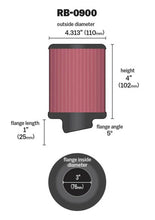 Load image into Gallery viewer, K&amp;N Universal Rubber Filter 3 inch 5 Degree FLG 4 1/2 inch OD 4 inch Height - Back View