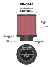 Load image into Gallery viewer, K&amp;N Universal Rubber Filter 3 inch 5 Degree FLG 4 1/2 inch OD 5 inch Height - Additional View 10