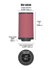 Load image into Gallery viewer, K&amp;N Universal Rubber Filter 3.75in FLG x 5.375in Base x 5.375in Top x 7in Height - Back View