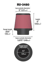 Load image into Gallery viewer, K&amp;N Universal Rubber Filter 4 1/2 inch FLG / 5 7/8 inch Base / 5 inch Top / 6 inch Height - Main Product View
