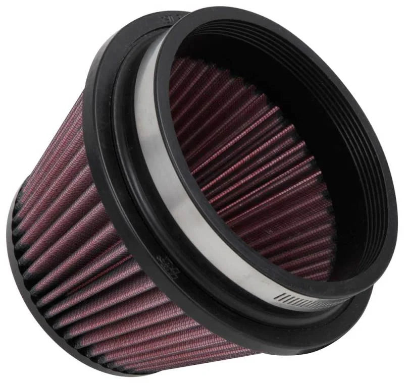 K&N Universal Rubber Filter 5in Flange ID x 6.5in Base OD x 4.5in Top OD x 4.125in Height - Side View