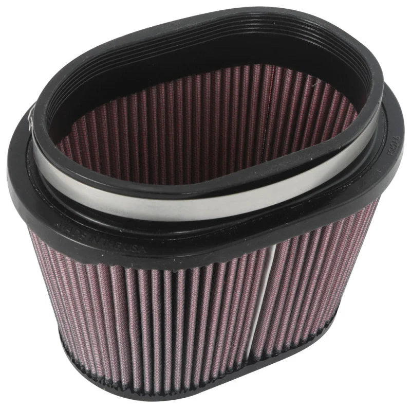 K&N Universal Rubber Filter 6.25in x 4in Oval FLG / 7.375in x 5.5in Base / 6.25in x 4in Top / 5in H - Side View