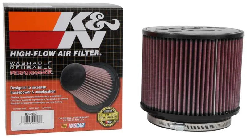 K&N Universal Rubber Filter 6in Flange ID / 7.5in OD / 6in Height / Round Straight - Back View