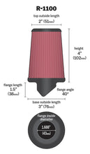 Load image into Gallery viewer, K&amp;N Universal Rubber Filter Round Tapered 3in Base OD x 2in Top OD x 4in H - 73-78 Honda ATC90 - Side View